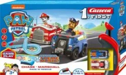 CARRERA FIRST - PAW Patrol - Race 'N' Rescue Autorennbahn Für Kinder Ab 3 Jahren Mit Chase Und Marshall, Mit Interaktiven Spielfunktionen, Musik, Sound- Und Lichteffekten